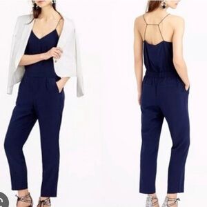 Jcrew navy silk jumpsuit size 6